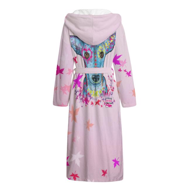 Preview: Bunter Bademantel Princessa aus Flanell – flauschig & farbenfroh, Größen S–2XL